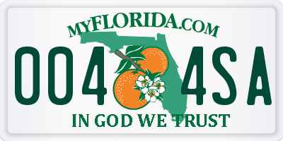 FL license plate 0044SA
