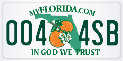 FL license plate 0044SB