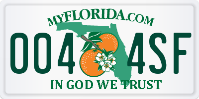 FL license plate 0044SF