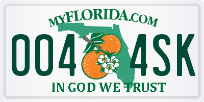 FL license plate 0044SK