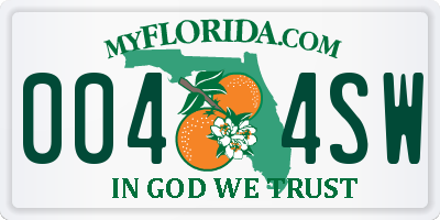FL license plate 0044SW