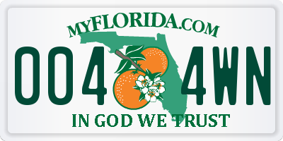 FL license plate 0044WN