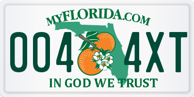 FL license plate 0044XT