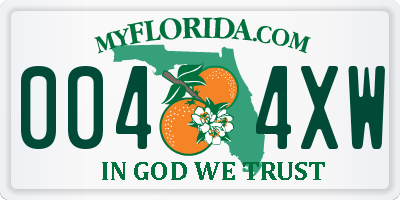 FL license plate 0044XW