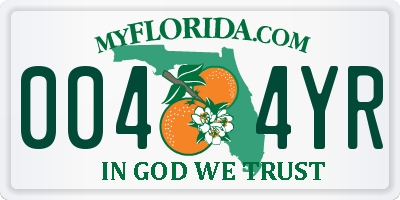 FL license plate 0044YR