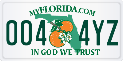 FL license plate 0044YZ
