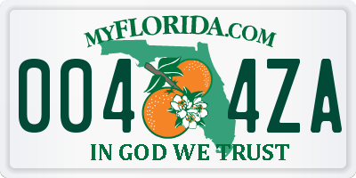 FL license plate 0044ZA