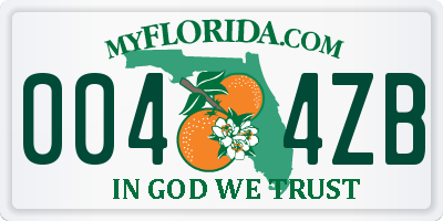 FL license plate 0044ZB