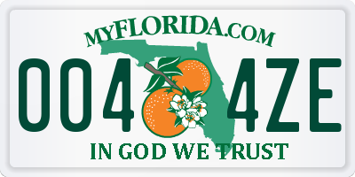FL license plate 0044ZE