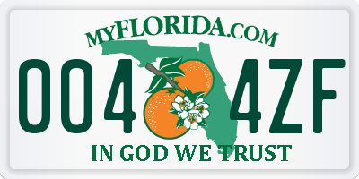 FL license plate 0044ZF