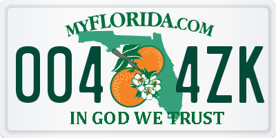 FL license plate 0044ZK