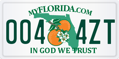 FL license plate 0044ZT