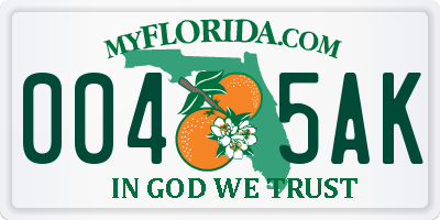 FL license plate 0045AK