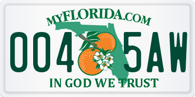 FL license plate 0045AW