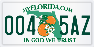 FL license plate 0045AZ