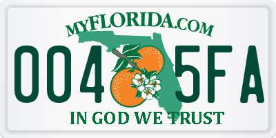 FL license plate 0045FA