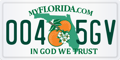 FL license plate 0045GV