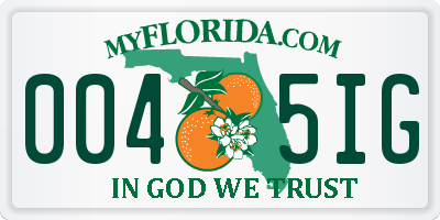 FL license plate 0045IG