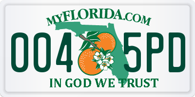 FL license plate 0045PD