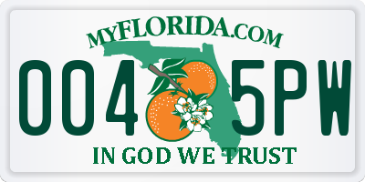 FL license plate 0045PW