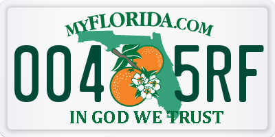 FL license plate 0045RF