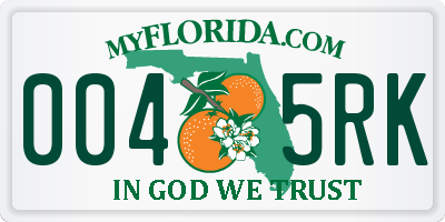 FL license plate 0045RK