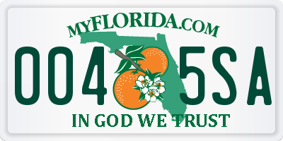 FL license plate 0045SA