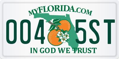 FL license plate 0045ST