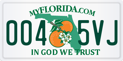 FL license plate 0045VJ