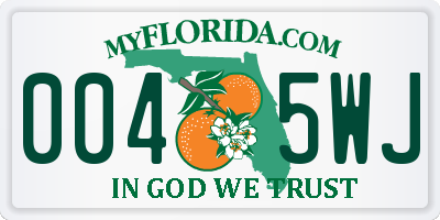 FL license plate 0045WJ