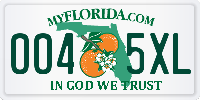 FL license plate 0045XL