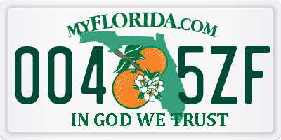 FL license plate 0045ZF