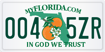 FL license plate 0045ZR