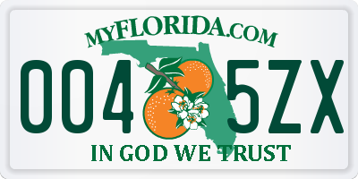 FL license plate 0045ZX