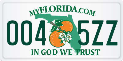 FL license plate 0045ZZ