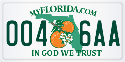 FL license plate 0046AA