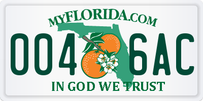 FL license plate 0046AC