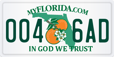 FL license plate 0046AD