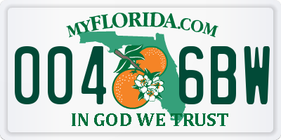 FL license plate 0046BW
