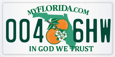 FL license plate 0046HW