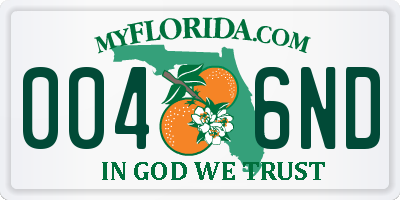 FL license plate 0046ND