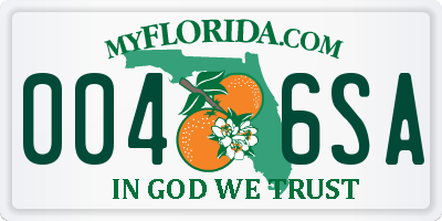 FL license plate 0046SA