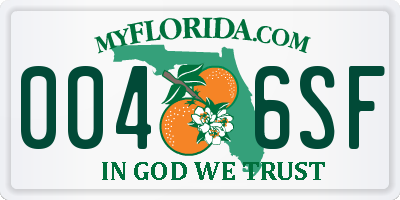 FL license plate 0046SF