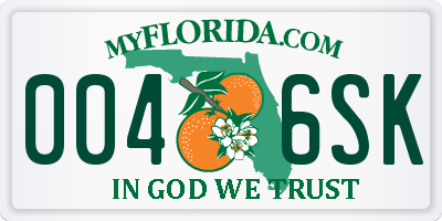 FL license plate 0046SK