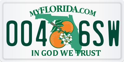 FL license plate 0046SW