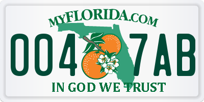 FL license plate 0047AB