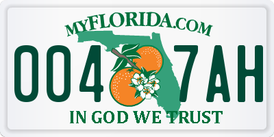 FL license plate 0047AH