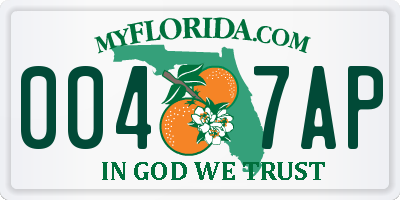 FL license plate 0047AP