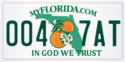 FL license plate 0047AT