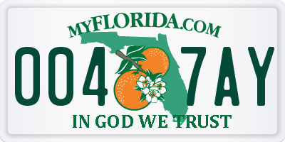 FL license plate 0047AY